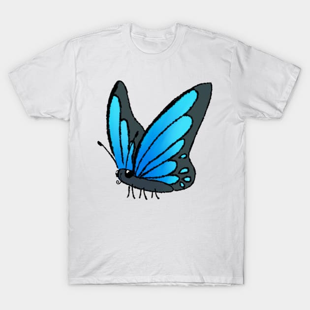 Joyous June Butterfly (Blue) T-Shirt by Tayleaf